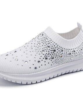 Women's Mesh Sport Shoes Rhinestone Glitter Slip On Ballroom Jazz Latin Dance So